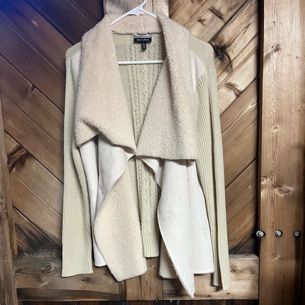 Faux shearling cardigan
